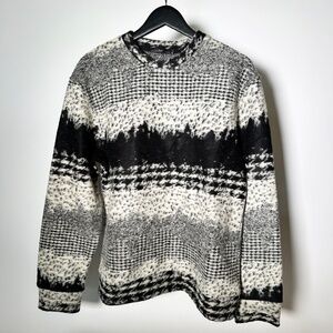 PLAC - Dégradé Pattern Striped Houndstooth Wool Sweater - Mens M